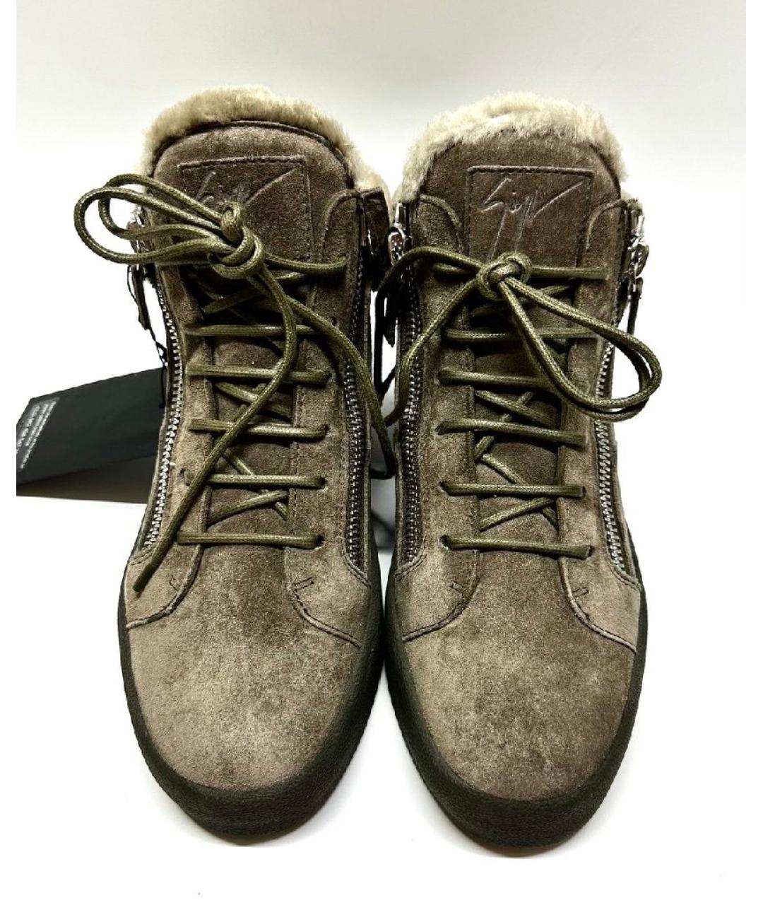 GIUSEPPE ZANOTTI DESIGN Бежевые замшевые высокие ботинки, фото 2