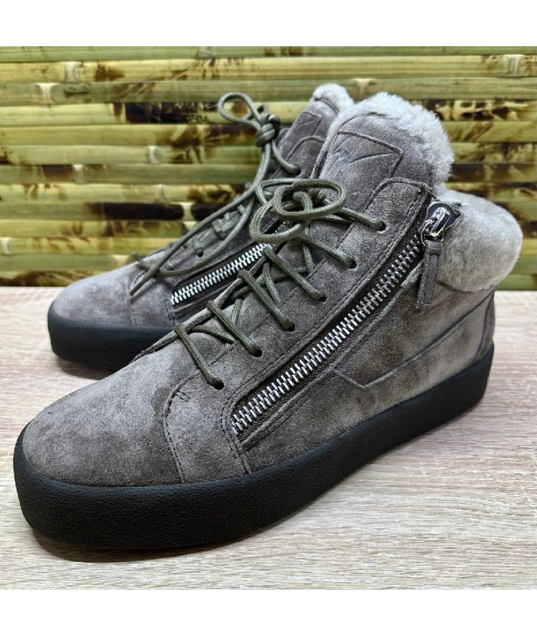 GIUSEPPE ZANOTTI DESIGN Бежевые замшевые высокие ботинки, фото 5