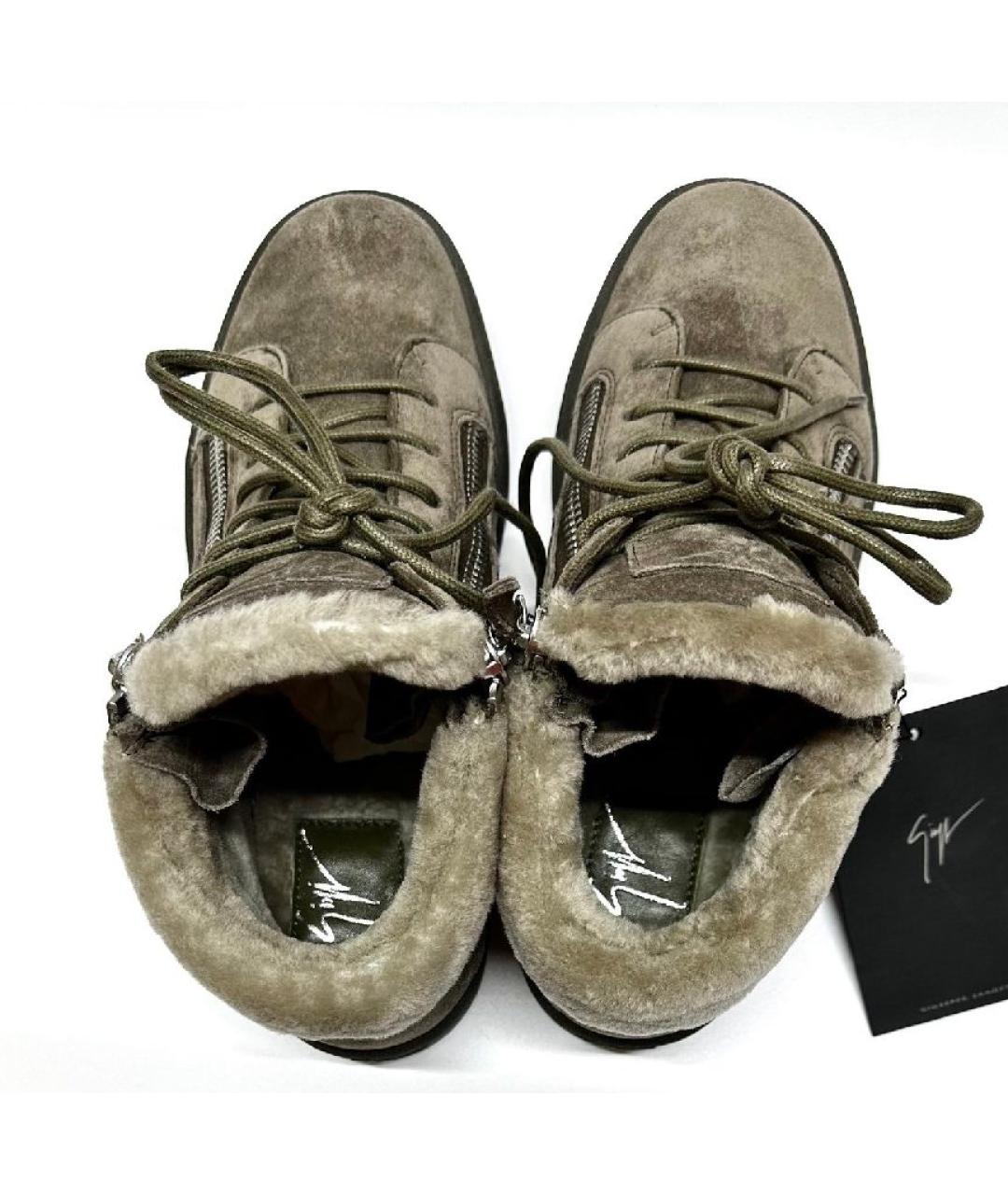 GIUSEPPE ZANOTTI DESIGN Бежевые замшевые высокие ботинки, фото 3