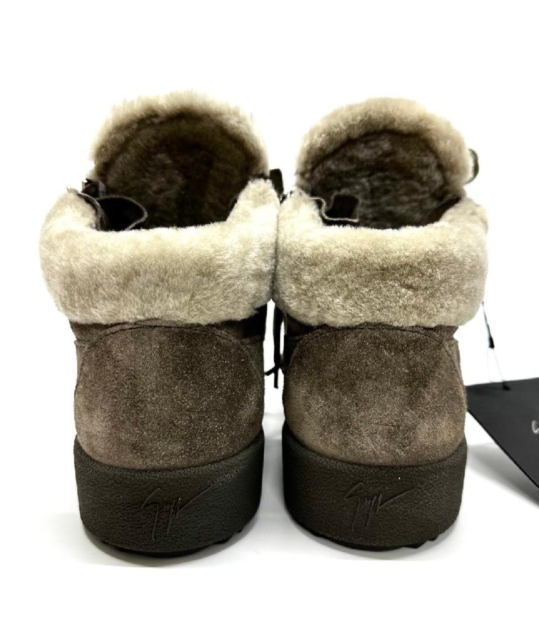 GIUSEPPE ZANOTTI DESIGN Бежевые замшевые высокие ботинки, фото 4