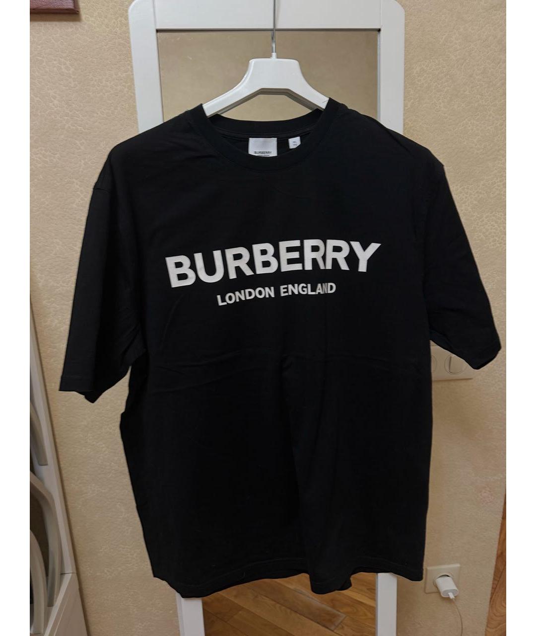 BURBERRY Черная хлопковая футболка, фото 5