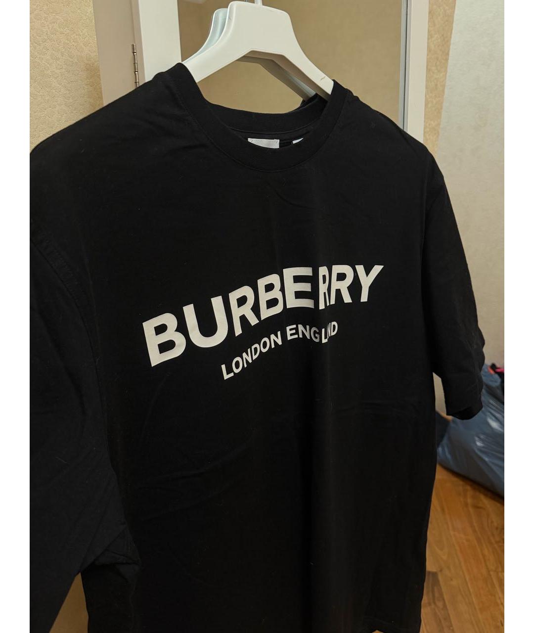 BURBERRY Черная хлопковая футболка, фото 4