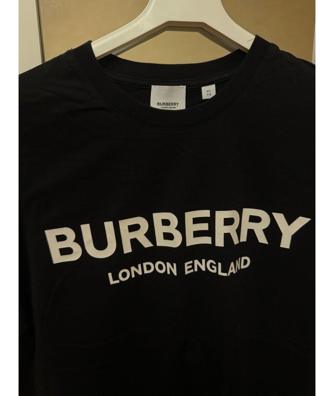 BURBERRY Черная хлопковая футболка, фото 3
