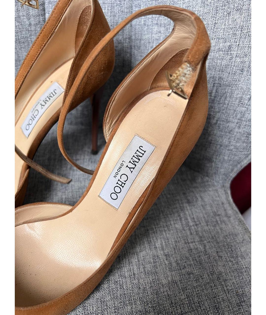 JIMMY CHOO Горчичные замшевые туфли, фото 5