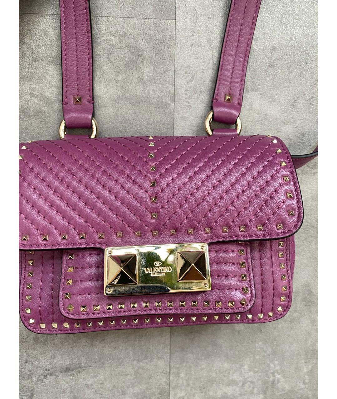 VALENTINO Фиолетовая кожаная сумка через плечо, фото 9