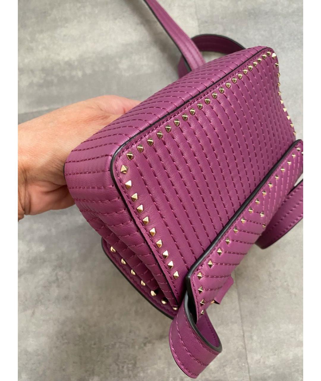 VALENTINO Фиолетовая кожаная сумка через плечо, фото 8