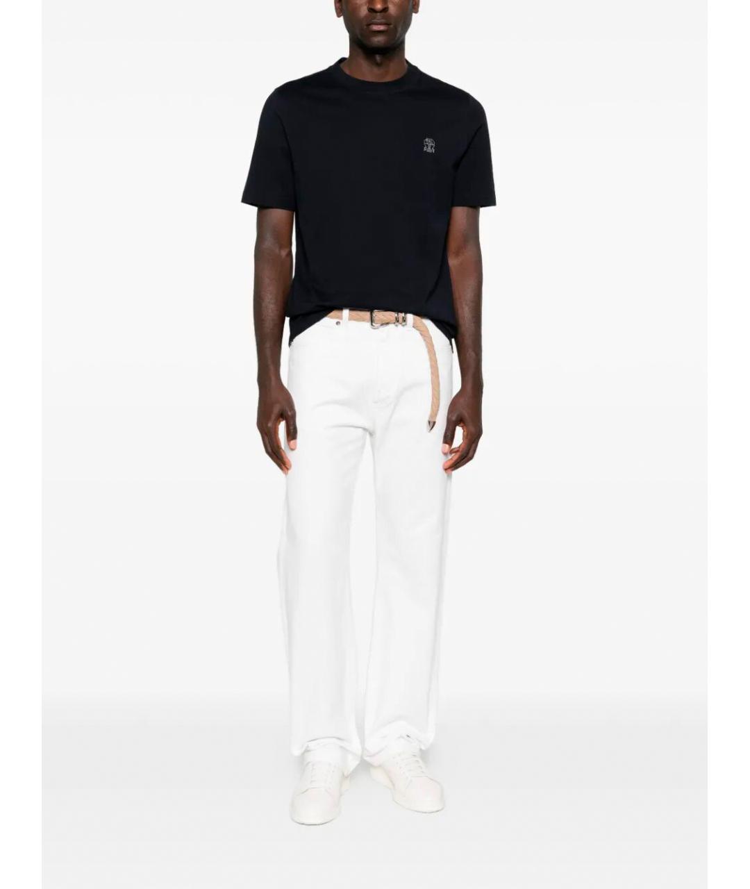 BRUNELLO CUCINELLI Темно-синяя хлопковая футболка, фото 2