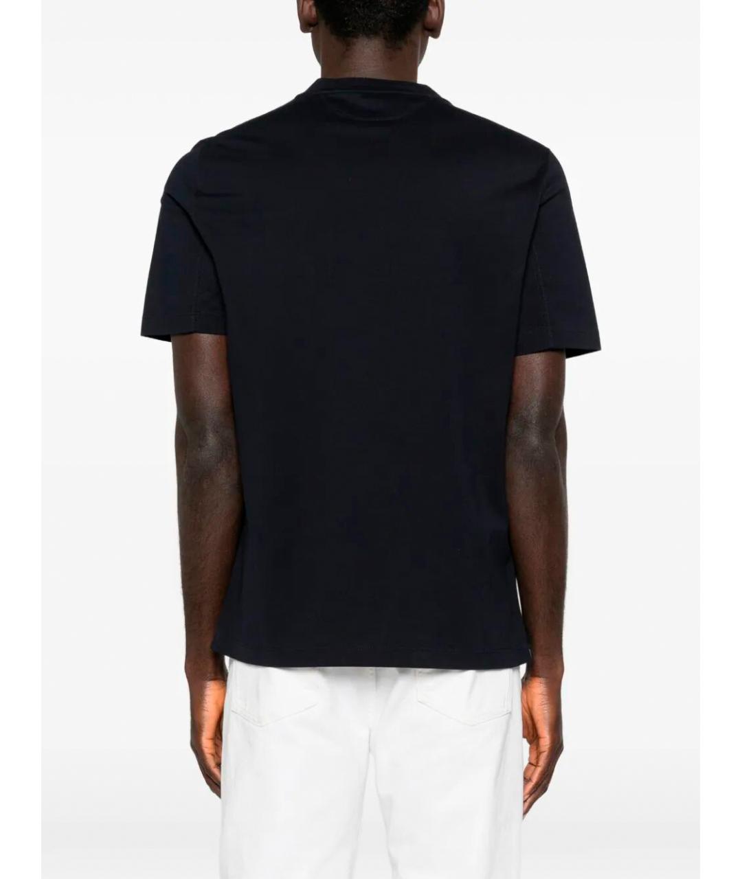 BRUNELLO CUCINELLI Темно-синяя хлопковая футболка, фото 3
