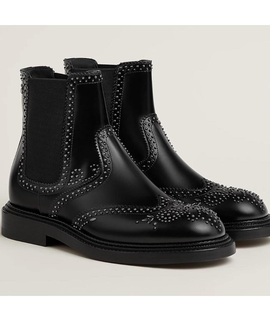 HERMES Черные кожаные ботинки, фото 2