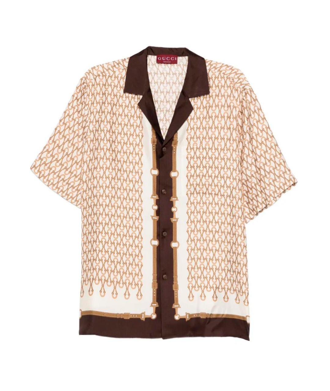GUCCI Бежевая шелковая кэжуал рубашка, фото 1