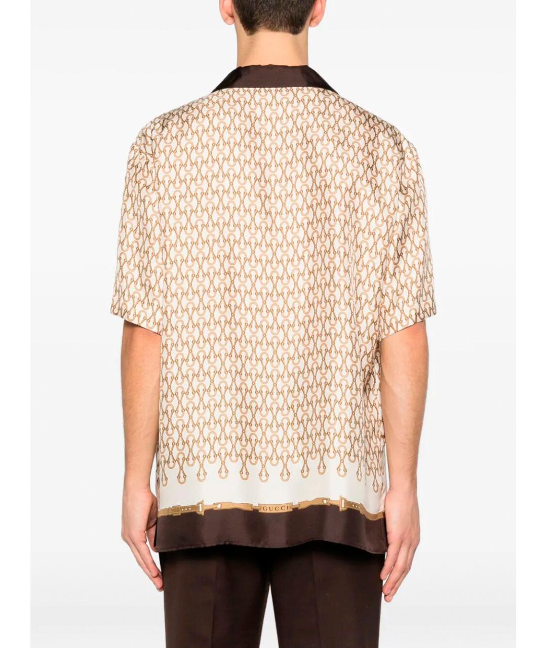 GUCCI Бежевая шелковая кэжуал рубашка, фото 4