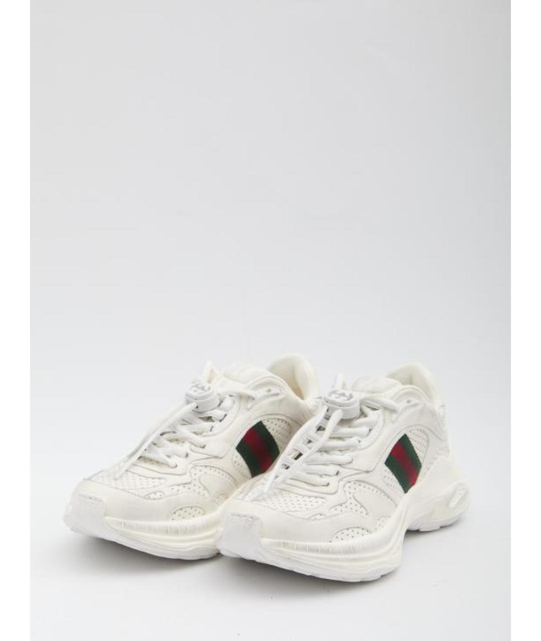 GUCCI Белые кожаные кроссовки, фото 2