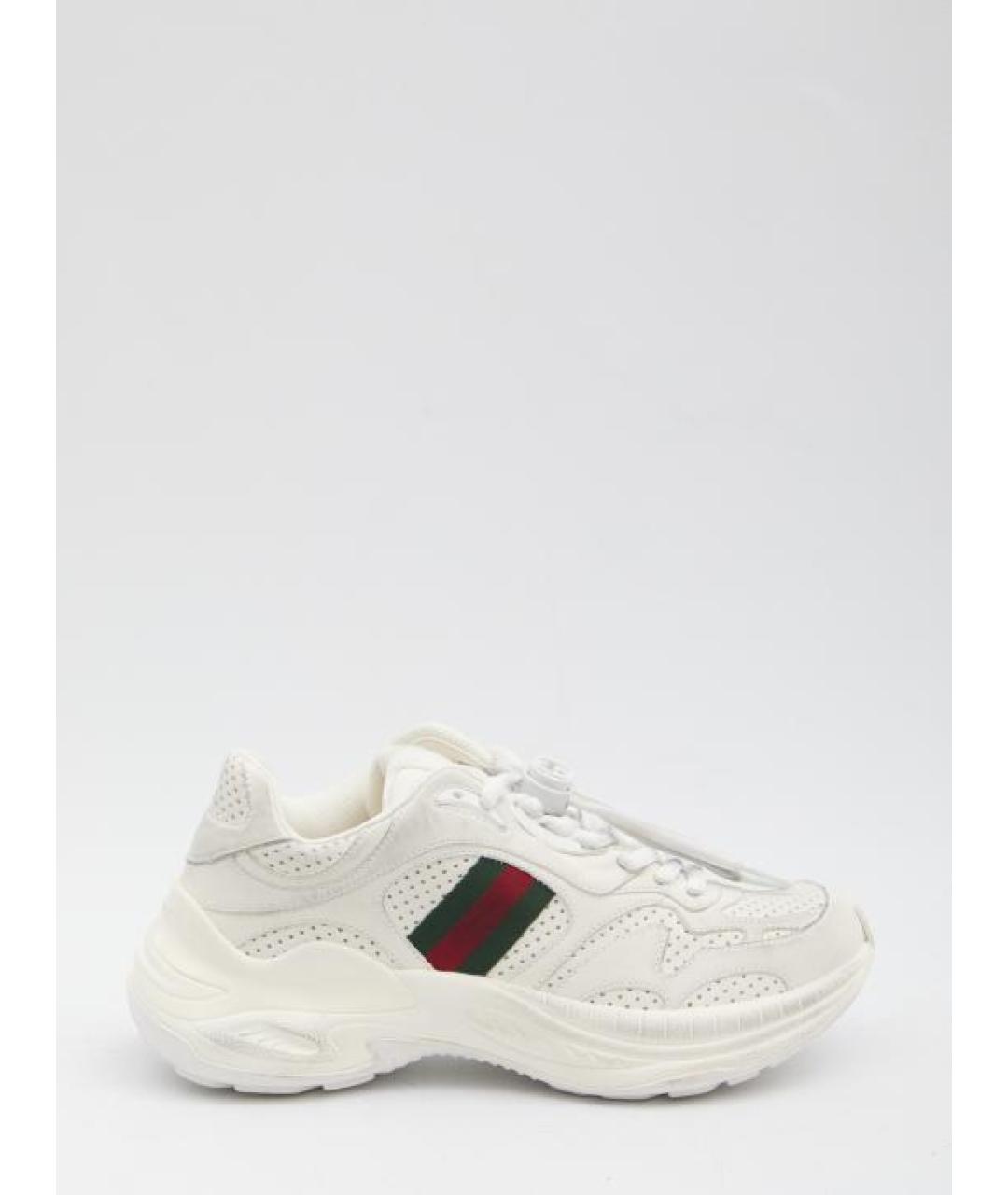 GUCCI Белые кожаные кроссовки, фото 3