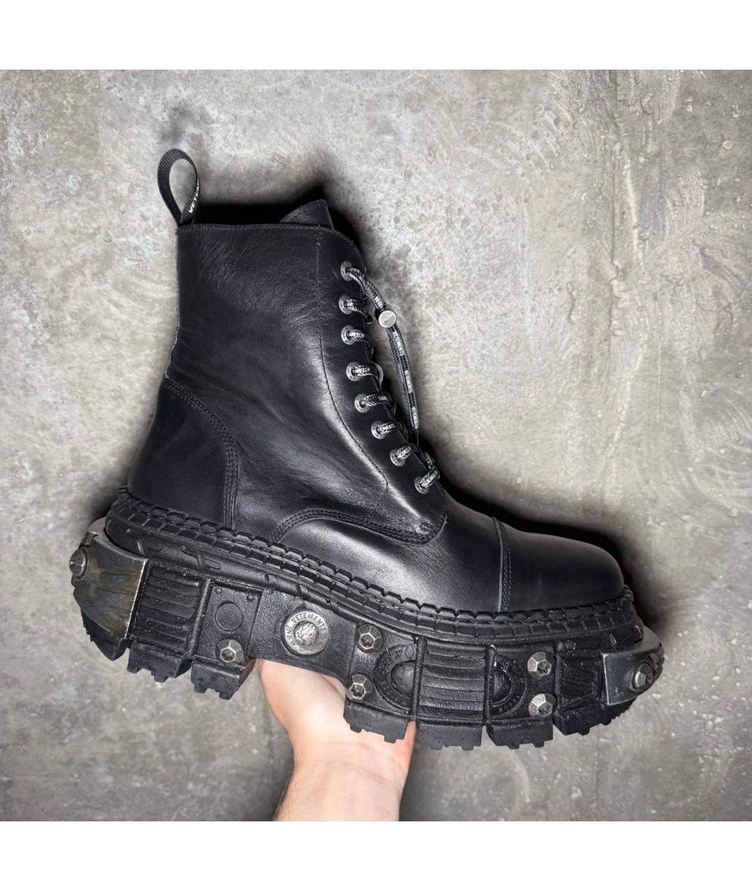 VETEMENTS Черные кожаные высокие ботинки, фото 6