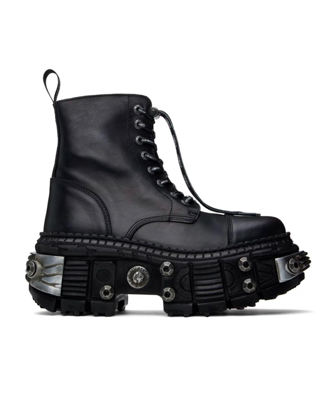 VETEMENTS Черные кожаные высокие ботинки, фото 1