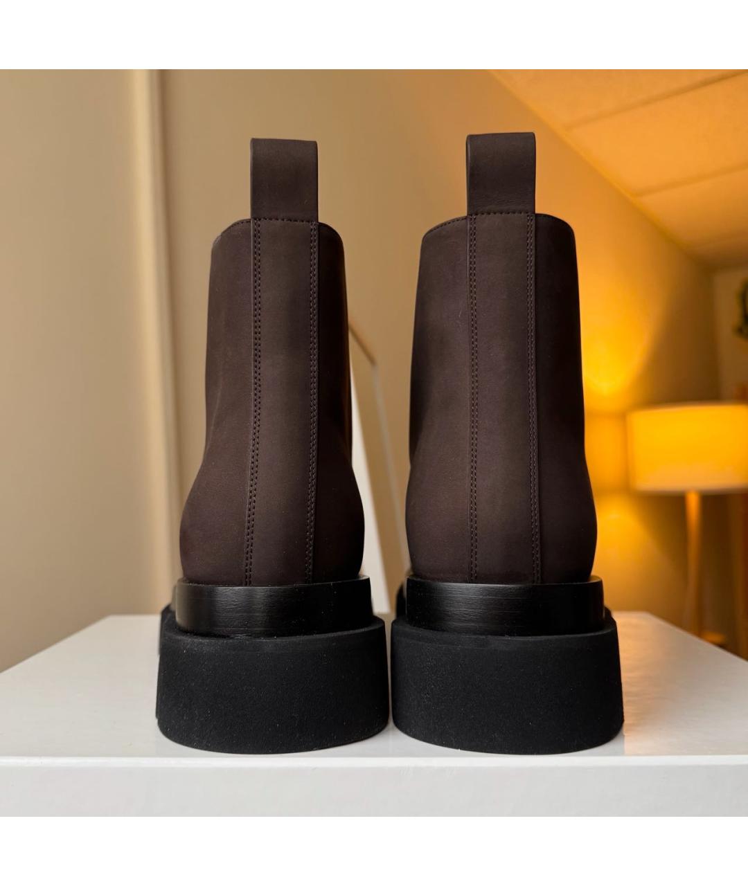 BOTTEGA VENETA Коричневые нубуковые высокие ботинки, фото 5