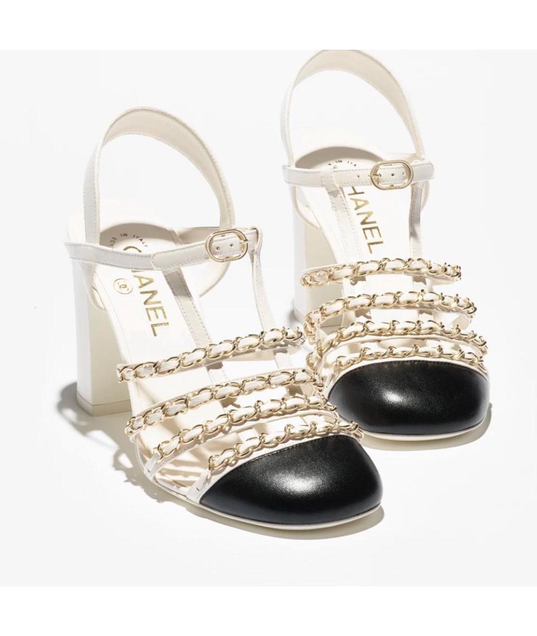 CHANEL Белые кожаные босоножки, фото 2