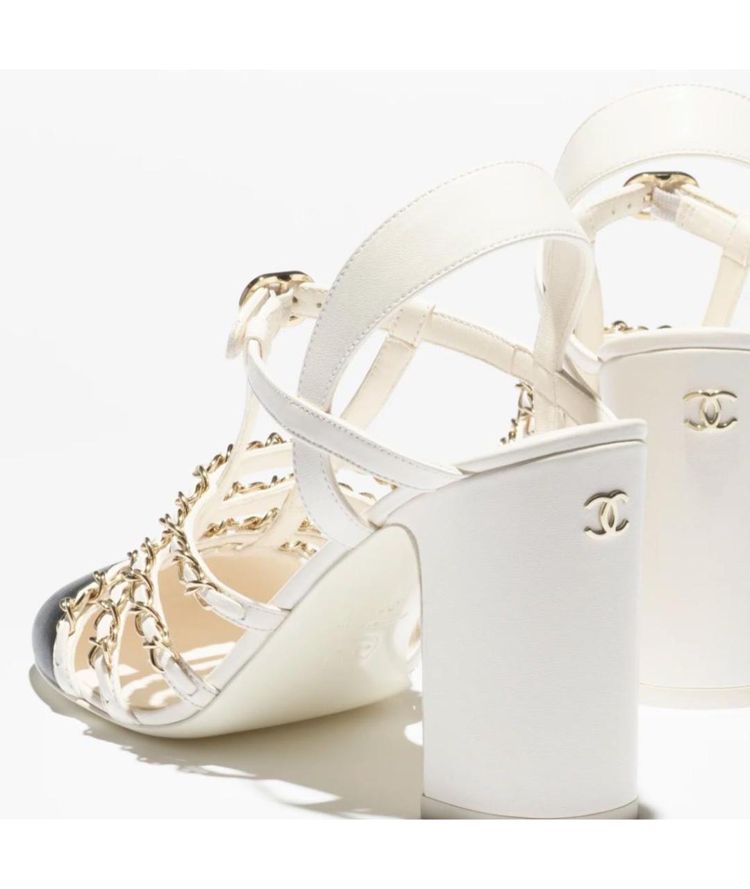 CHANEL Белые кожаные босоножки, фото 3