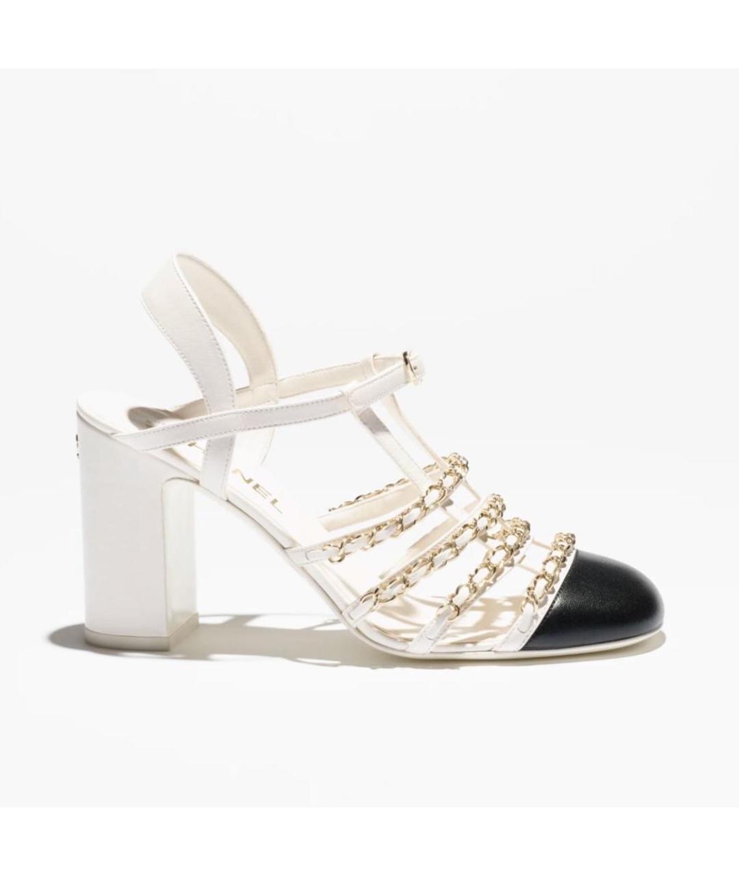 CHANEL Белые кожаные босоножки, фото 6