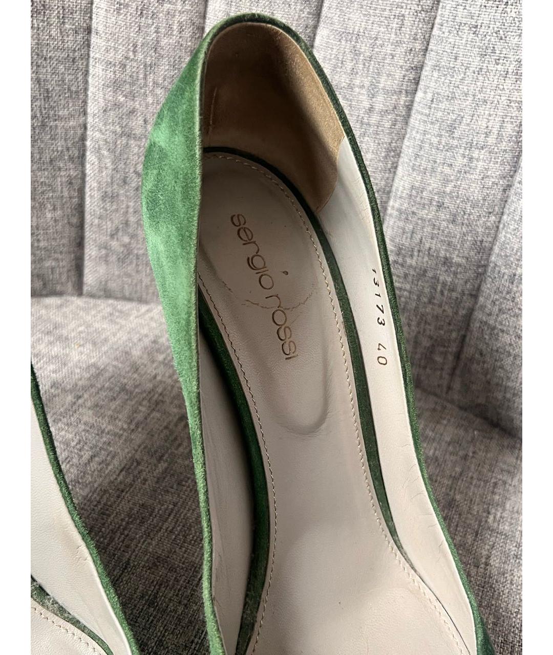 SERGIO ROSSI Зеленые замшевые туфли, фото 4
