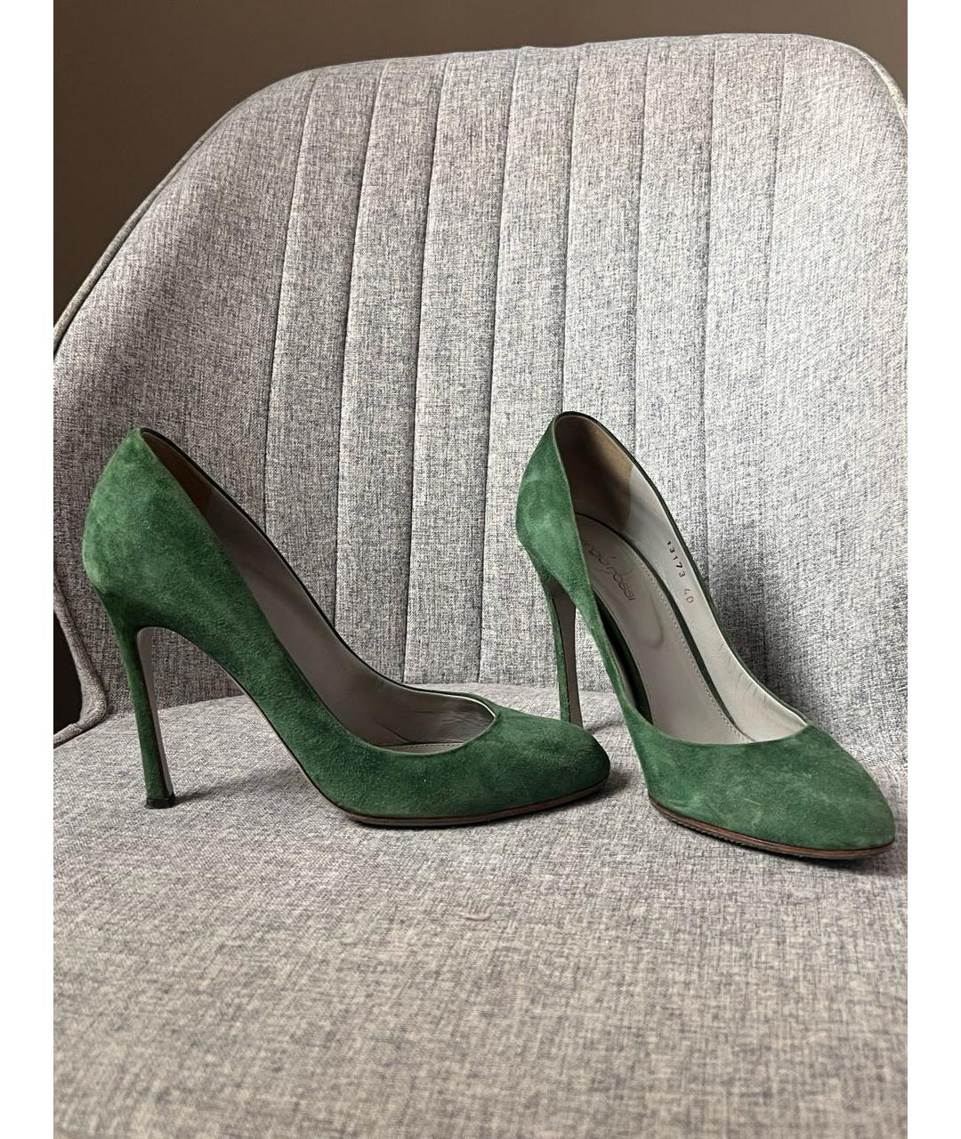 SERGIO ROSSI Зеленые замшевые туфли, фото 6