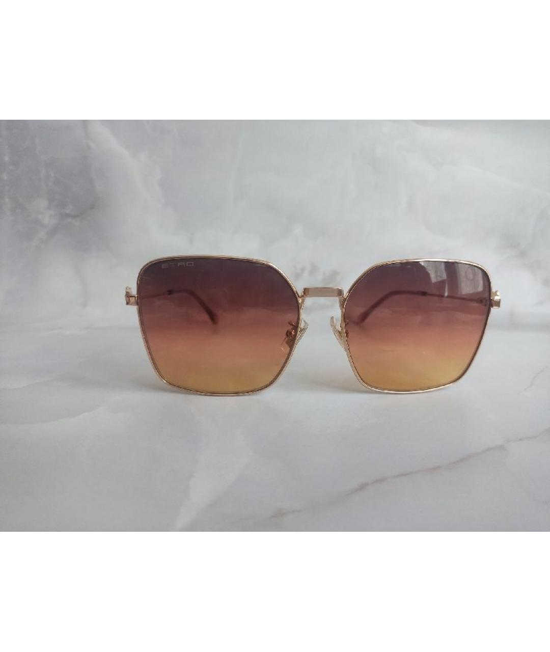 ETRO Золотые металлические солнцезащитные очки, фото 5