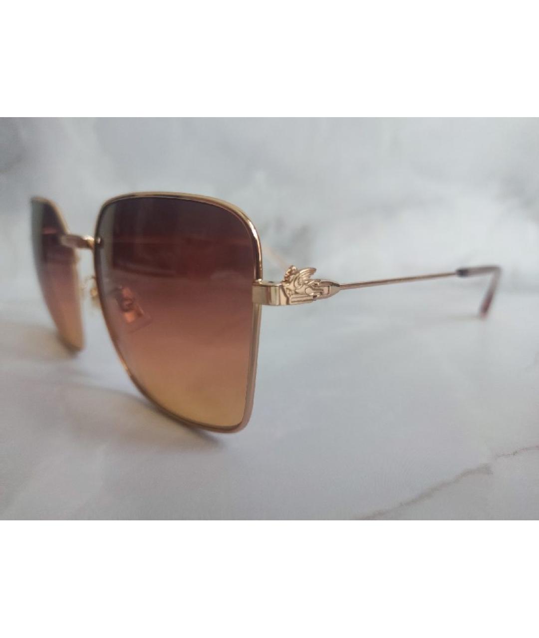 ETRO Золотые металлические солнцезащитные очки, фото 3
