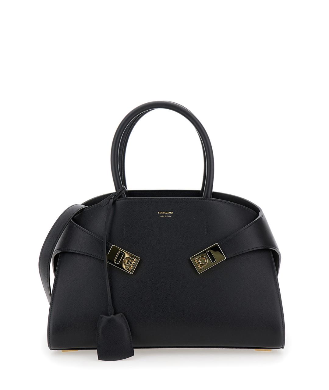 FERRAGAMO Черная бархатная сумка тоут, фото 1