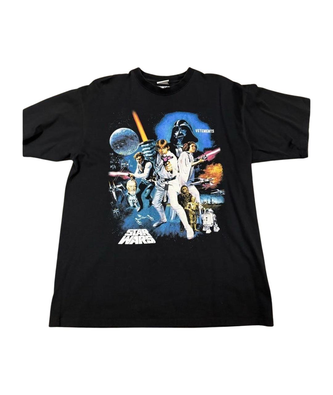 VETEMENTS Черная хлопковая футболка, фото 1