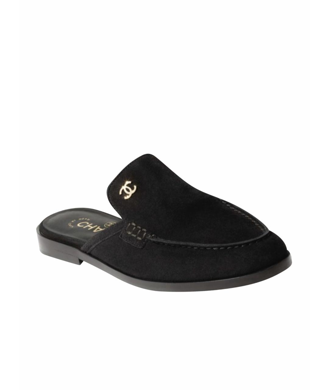 CHANEL Черные замшевые мюли, фото 1