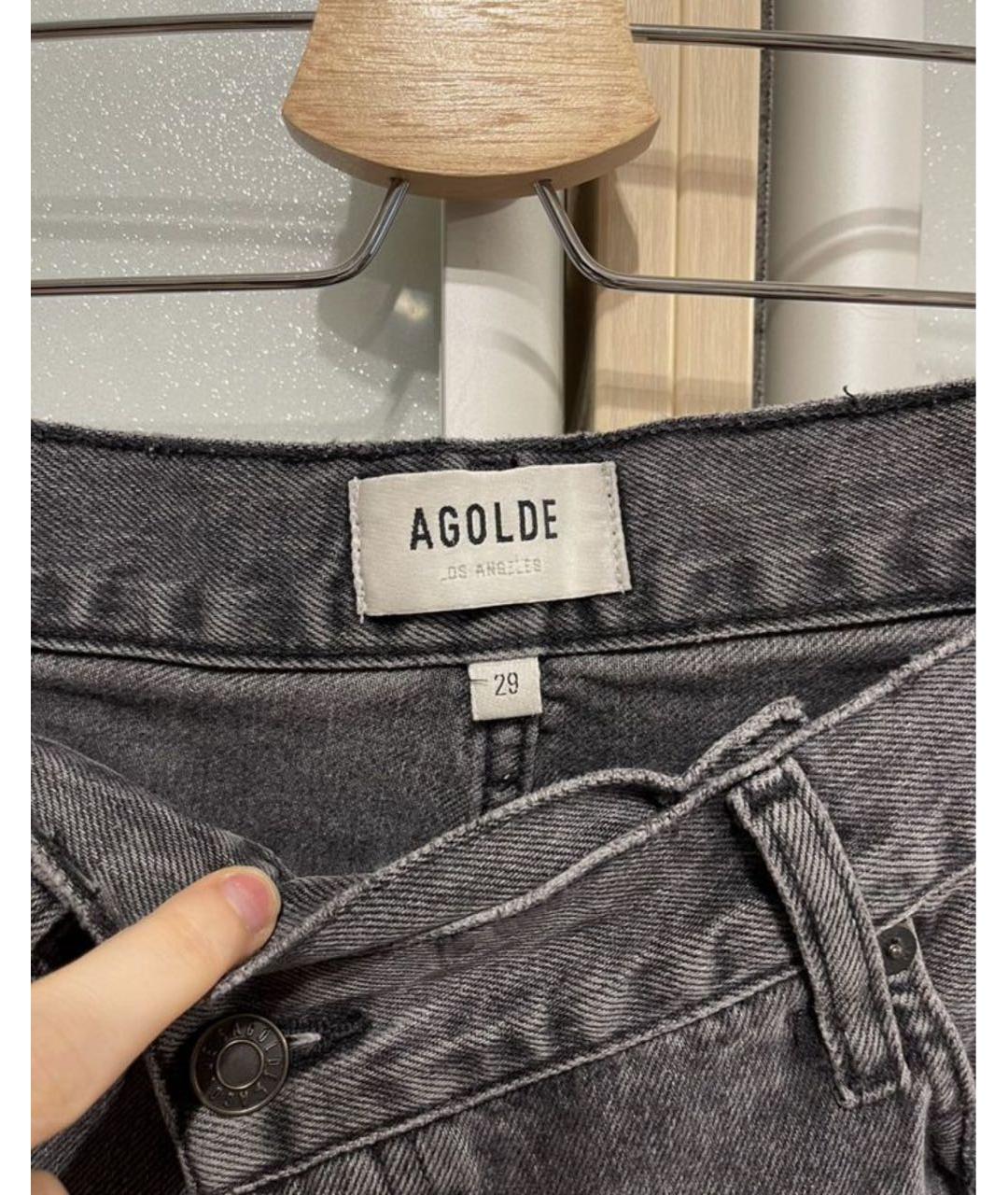 AGOLDE Антрацитовые хлопковые прямые джинсы, фото 7