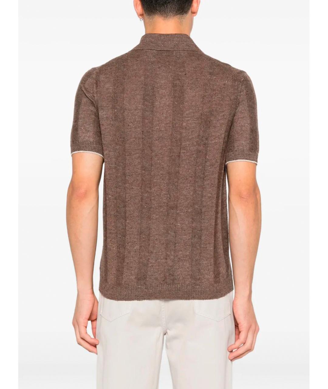 BRUNELLO CUCINELLI Коричневое поло с коротким рукавом, фото 3