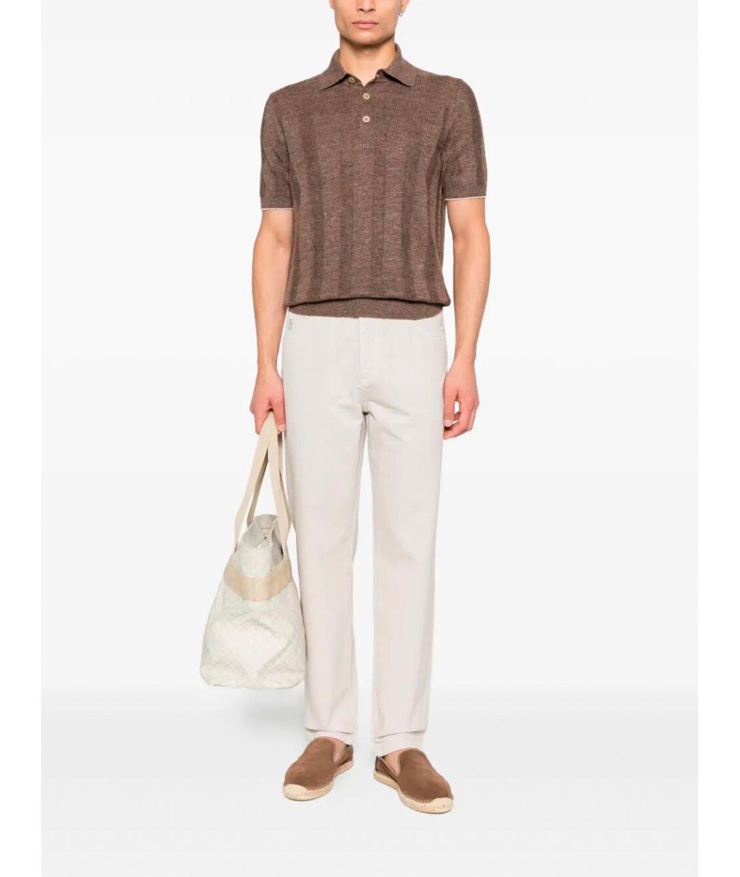 BRUNELLO CUCINELLI Коричневое поло с коротким рукавом, фото 2