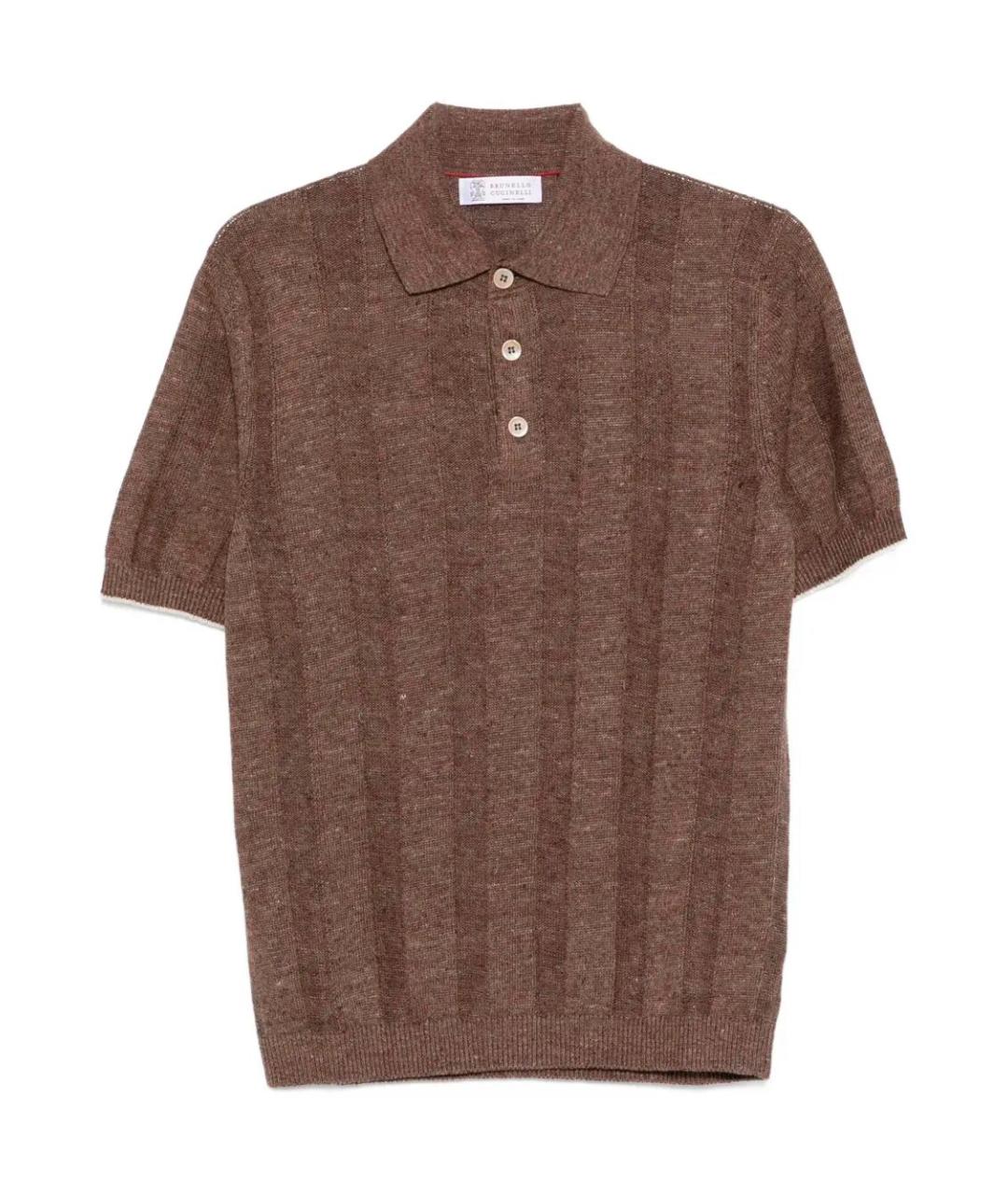 BRUNELLO CUCINELLI Коричневое поло с коротким рукавом, фото 1