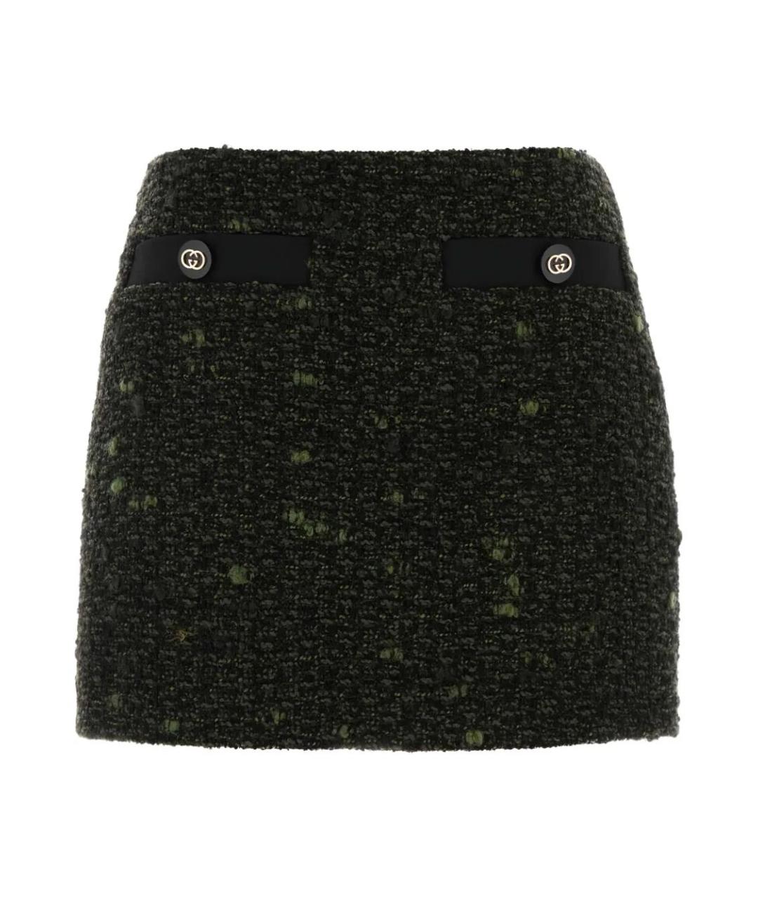 GUCCI Черная шерстяная юбка мини, фото 1