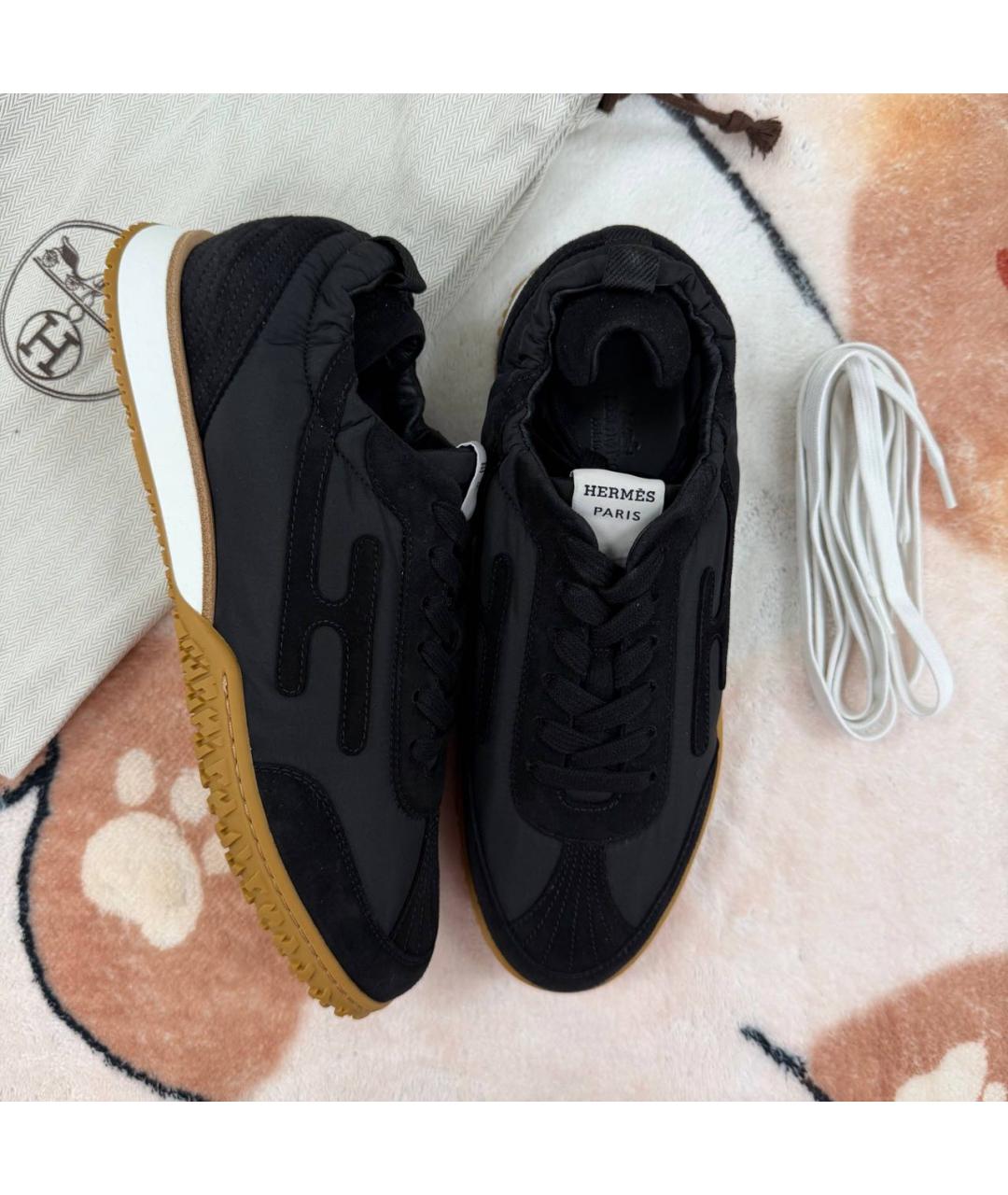 HERMES Черные замшевые кроссовки, фото 7