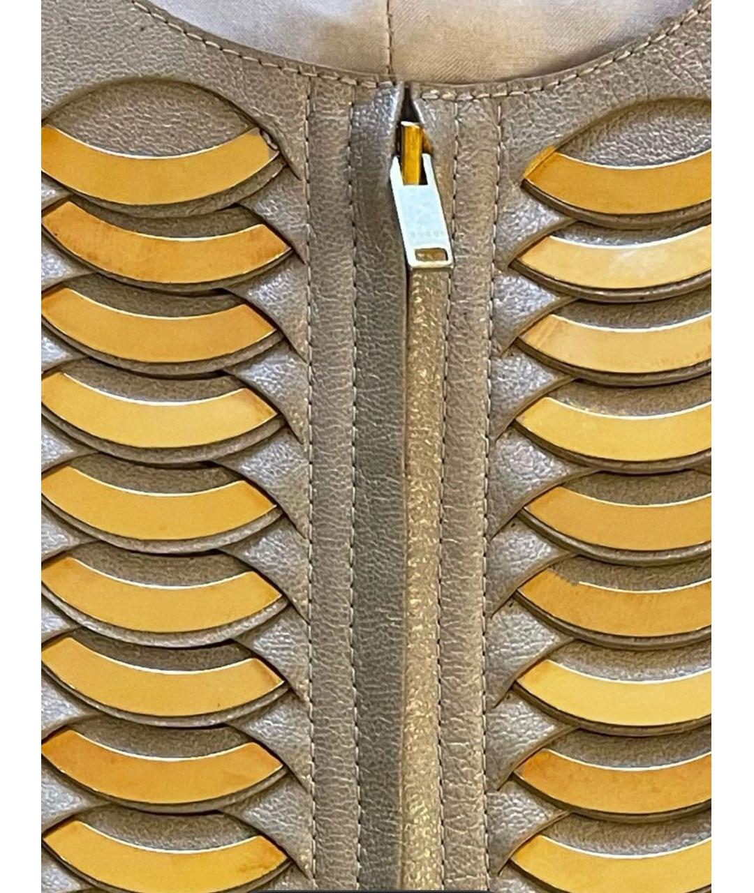 GUCCI Бежевый кожаный жакет/пиджак, фото 3