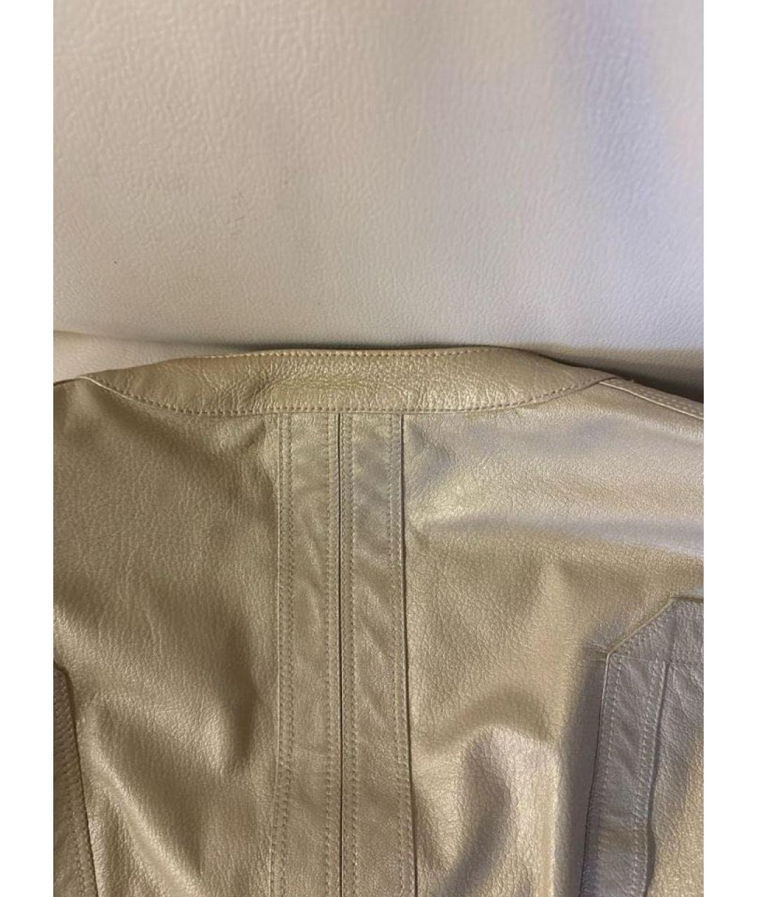 GUCCI Бежевый кожаный жакет/пиджак, фото 7