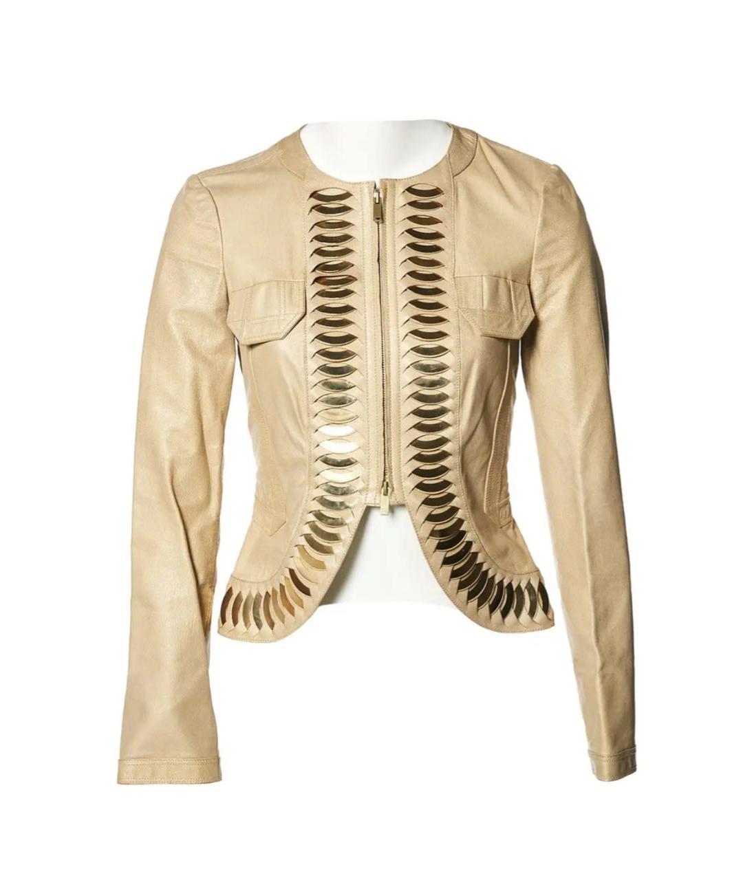 GUCCI Бежевый кожаный жакет/пиджак, фото 8