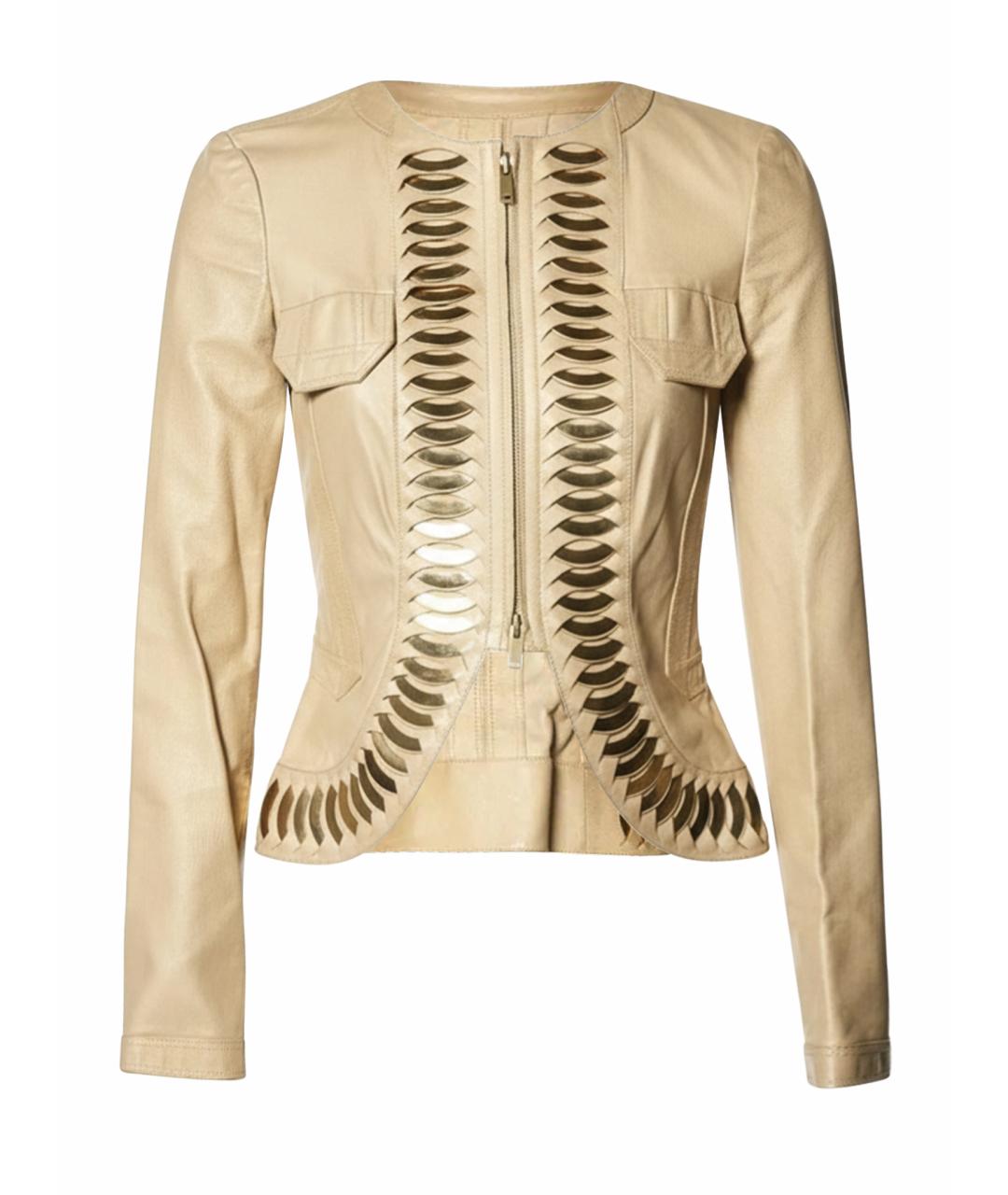 GUCCI Бежевый кожаный жакет/пиджак, фото 1