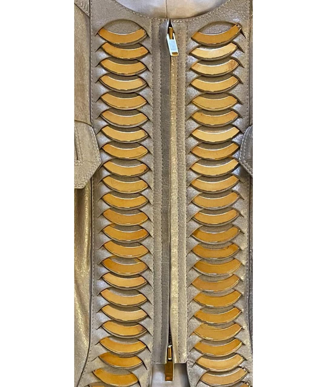 GUCCI Бежевый кожаный жакет/пиджак, фото 6