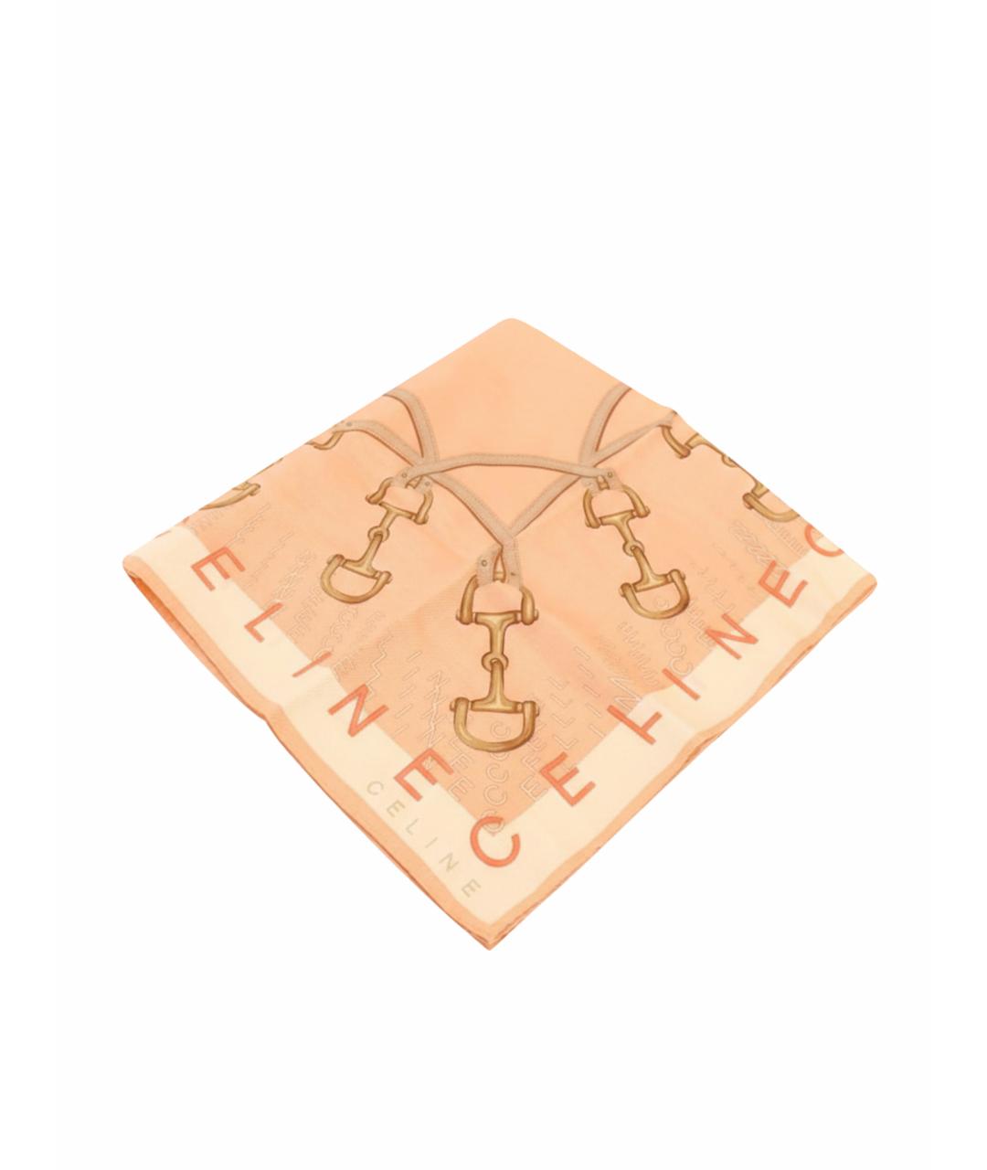 CELINE Коралловый шелковый платок, фото 1