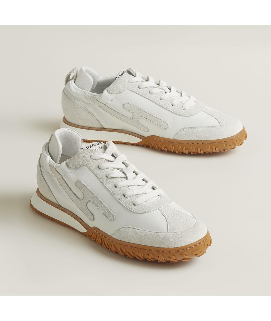 HERMES Белые кожаные кроссовки, фото 2