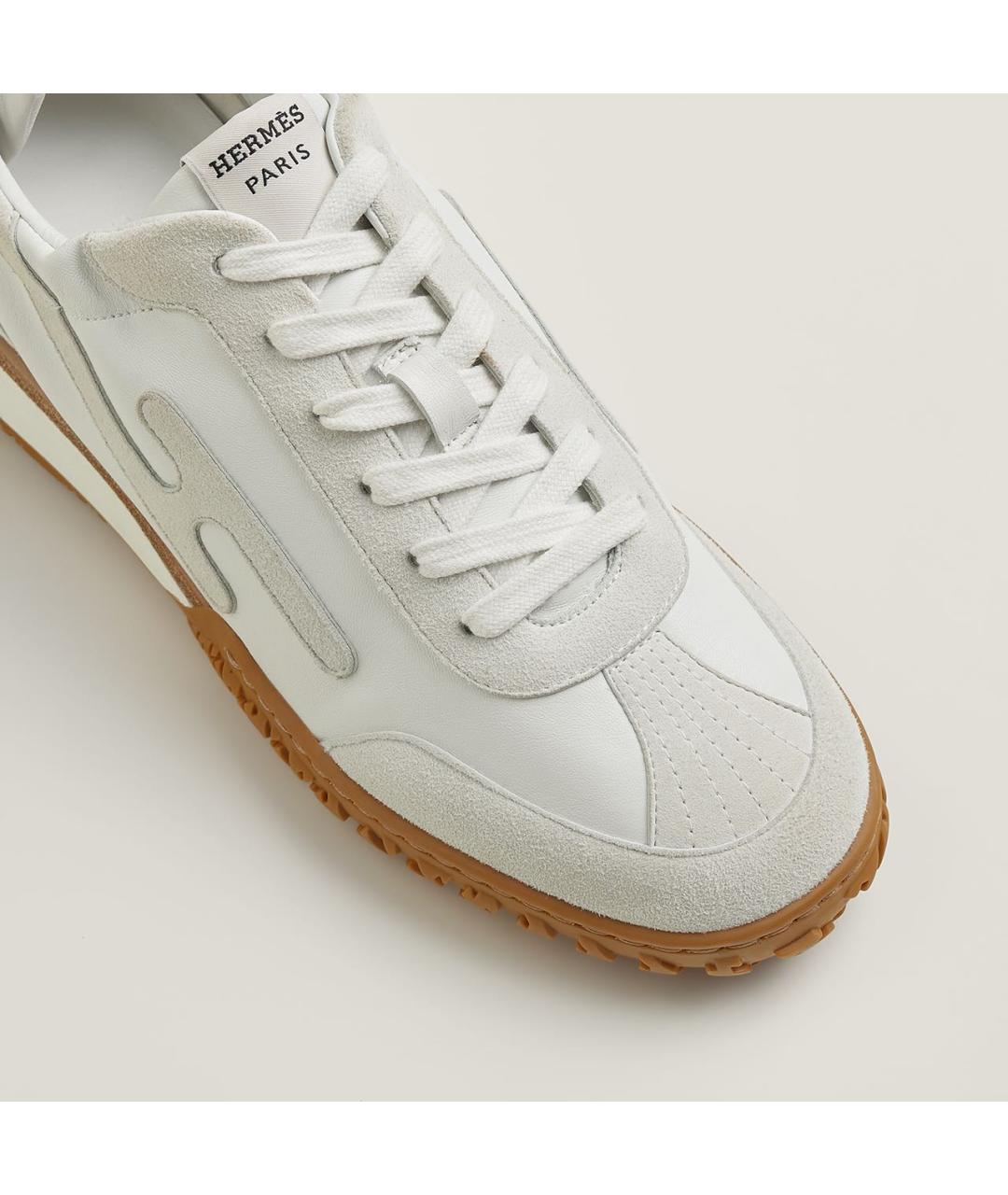 HERMES Белые кожаные кроссовки, фото 6
