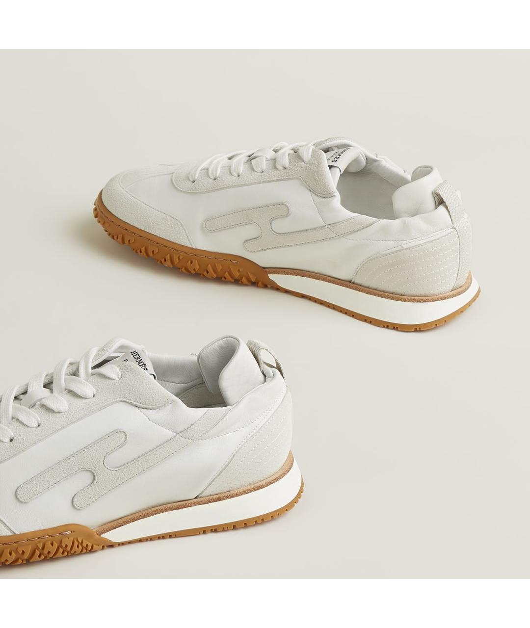 HERMES Белые кожаные кроссовки, фото 5