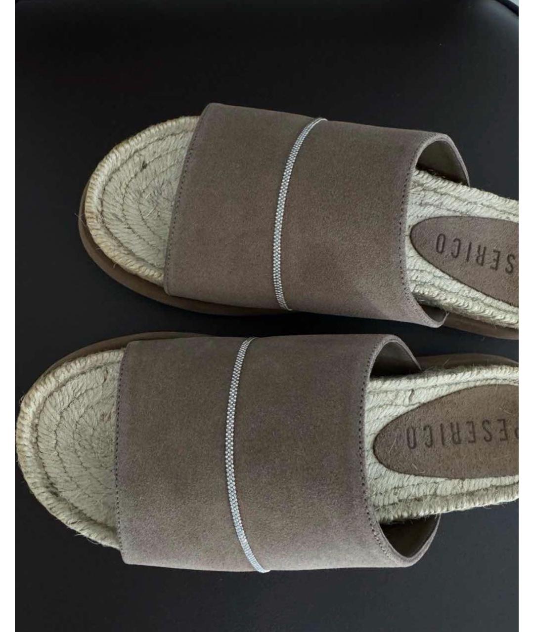 PESERICO Коричневые замшевые эспадрильи, фото 4