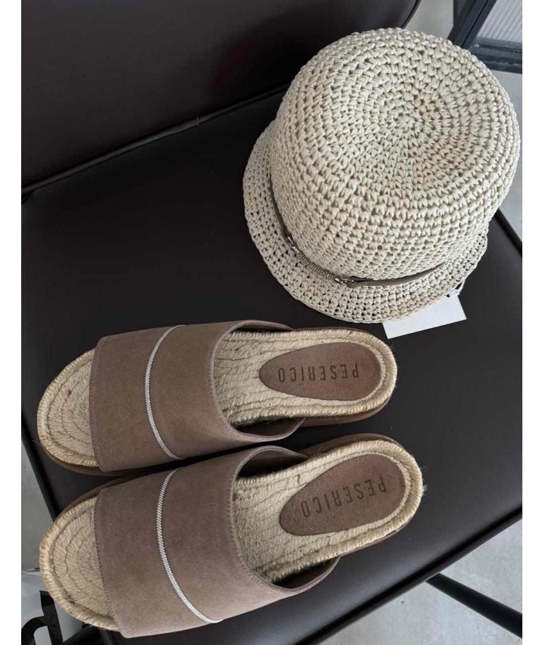 PESERICO Коричневые замшевые эспадрильи, фото 2