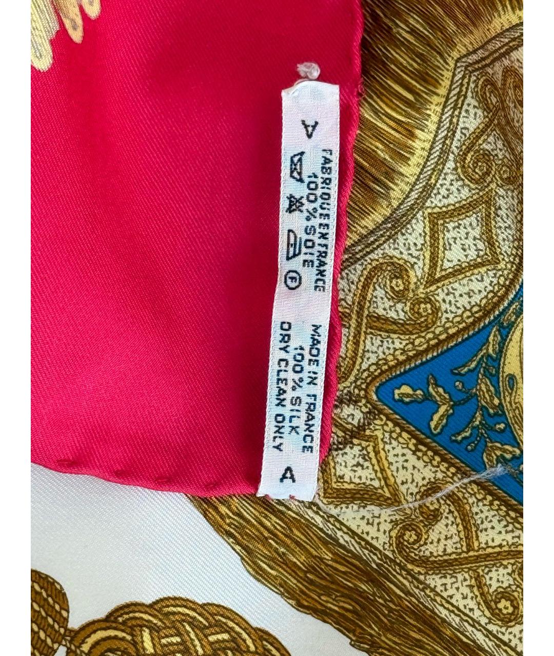 HERMES Красный шелковый платок, фото 6