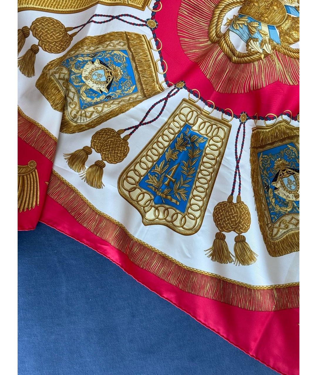 HERMES Красный шелковый платок, фото 3