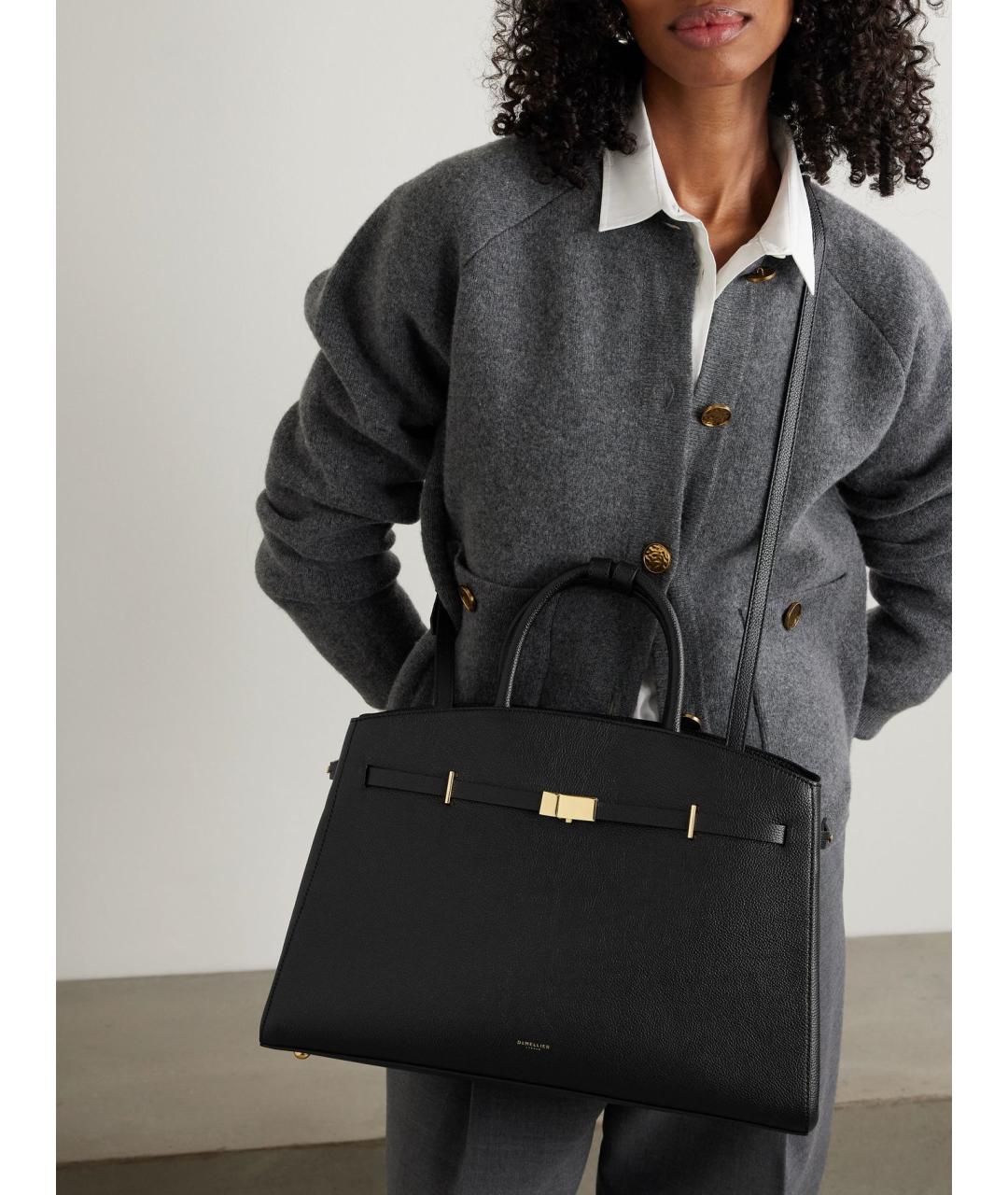 DEMELLIER Черная кожаная сумка с короткими ручками, фото 7